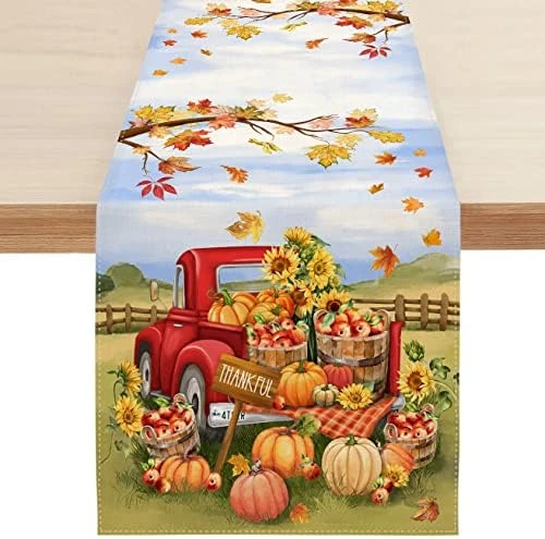 Fall Pumpkin Placemats For Dining Table, 12 X 18 Inch Farm Apples Sunflower Truck Autumn Thanksgiving Seasonal Holiday Decoration Rustic Washable Table Mats Set Of 4 7 Fall Pumpkin Placemats For Dining Table, 12 X 18 Inch Farm Apples Sunflower Truck Autumn Thanksgiving Seasonal Holiday Decoration Rustic Washable Table Mats Set Of 4 - Image 7