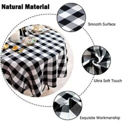 Uffalo Plaid Round Tablecloth Checkered Cotton Linen Table Cover For Kitchen Dining Room Home Decor ( Round - 48 Inch, White & Black ) 17 Uffalo Plaid Round Tablecloth Checkered Cotton Linen Table Cover For Kitchen Dining Room Home Decor ( Round - 48 Inch, White & Black ) -Generic Furniture Shop 51e0yjeNr1L