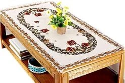 Oval Embroidery Rose Table Doily 15.7"x33.6" Handmade Flower Table Cover Beige Table Doilies Durable Washable Table Cloths For Coffee Table -Generic Furniture Shop 51eQYQaqo L. AC