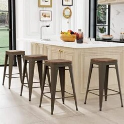 24 Inch Bar Stools Set Of 4 Counter Height Stools Stackable Bar Stool Backless Metal Barstools White Cream Counter Stools Indoor For Kitchen & Island&Dining Chairs Set Of 4 28 24 Inch Bar Stools Set Of 4 Counter Height Stools Stackable Bar Stool Backless Metal Barstools White Cream Counter Stools Indoor For Kitchen & Island&Dining Chairs Set Of 4 -Generic Furniture Shop 51eRef4vnVL. AC 2