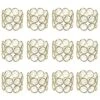 Set Of 12 Crystal Beads Napkin Rings Handcraft Sparkly Elegant Napkin Holders For Wedding Party Dinner Table Decor (Golen Tone)