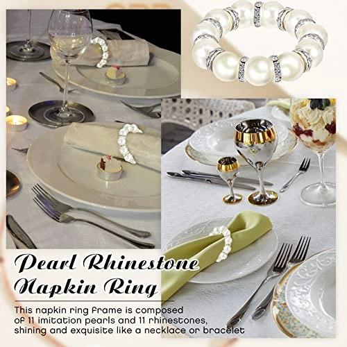 Arl Napkin Rings Set Of 24, Napkin Rings Holder Stretched Rhinestone Serviette Rings Buckle Silver Elastic Spring Beaded Napkin Rings For Weddings Reception Thanksgiving Party Banquet Table Decor 3 Arl Napkin Rings Set Of 24, Napkin Rings Holder Stretched Rhinestone Serviette Rings Buckle Silver Elastic Spring Beaded Napkin Rings For Weddings Reception Thanksgiving Party Banquet Table Decor - Image 3