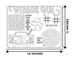 Kids Wedding Activity Placemats - 24 Count, Wedding Coloring For Kids, Kids Table Wedding Activities, Wedding Activities Placemats, Kids Wedding Favors