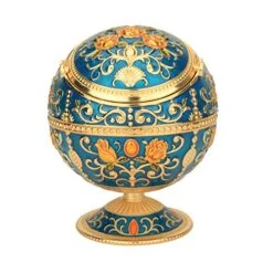 Cigarettes Ashtray With Lid, Metal Portable Windproof Ashtray For Outdoors Indoors, Smoking Ash Tray Holder Nice Gift For Men Women (Transparent Blue-Gold Rose)