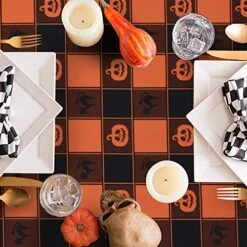 Halloween Tablecloth, Plaid Checkered Table Cloth With Cat And Pumpkin, Orange And Black Tablecloths, Machine Washable Tablecloth Rectangle For Dinner Party Decoration, 60 X 84 Inch -Generic Furniture Shop 51fRoAJOdsL