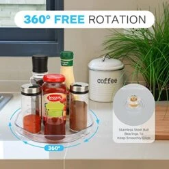 Lazy Susan Organizer For Cabinet, Lazy Susan Turntable For Cabinet, 2 Pack Lazy Susan For Table, Turntable Organizer, Lazy Susan For Refrigerator, Clear Lazy Susan Organizer, 9.1 Inches -Generic Furniture Shop 51g4whkVXEL