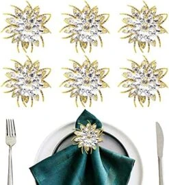 Silver Napkin Rings Set Of 12, Luxury Rhinestone Crystal Flower Serviette Buckles Holder For Wedding Birthday Dinner Parties Easter Christmas Holiday With Gift Box, Silver (napkin Rings15) -Generic Furniture Shop 51gQk4jIwxS. AC