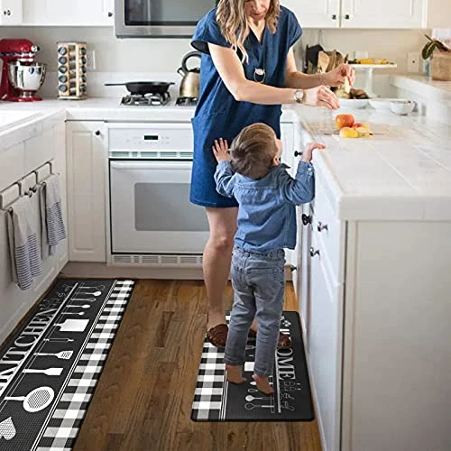 Anti Fatigue Kitchen Rugs Mats Set Of 2 Non Slip Waterproof Cushioned Comfort Floor Mats Runner Rugs Standing Mats For Kitchen Office Laundry Room 17"x27"+17"x47" 5 Anti Fatigue Kitchen Rugs Mats Set Of 2 Non Slip Waterproof Cushioned Comfort Floor Mats Runner Rugs Standing Mats For Kitchen Office Laundry Room 17"x27"+17"x47" - Image 5