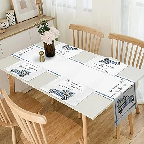 Thanksgiving Table Runner With Placemats Set Of 6 - Happy Thanksgiving Turkey Autumn Fall Harvest Pumpkin Maple Leaves 13 X 90 Inch Table Runner Set Cotton Linen Table Mats For Dining Table 7 Thanksgiving Table Runner With Placemats Set Of 6 - Happy Thanksgiving Turkey Autumn Fall Harvest Pumpkin Maple Leaves 13 X 90 Inch Table Runner Set Cotton Linen Table Mats For Dining Table - Image 7