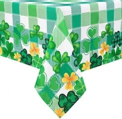 St. Patrick’s Day Tablecloth, Green Lucky Shamrock Table Cloth, Buffalo Plaid Checkered Tablecloths, Four Leaf Clovers Waterproof Tablecloth Rectangle For Dinner Party Decoration, 60 X 84 Inch -Generic Furniture Shop 51gnJH78HOL. AC