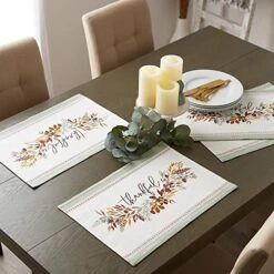 Thankful Autumn Collection Fall Tabletop Decoration, Reversible Placemat Set, 13x19, Fall's Bounty, 4 Piece -Generic Furniture Shop 51hC37Rkp4L