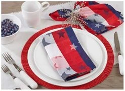 Red White And Blue Checkered With Stars Cotton/Polyester Blend Patriotic Placemat, 13"x19" Rectangular - (4 Piece). -Generic Furniture Shop 51hMk1CuSeL. AC