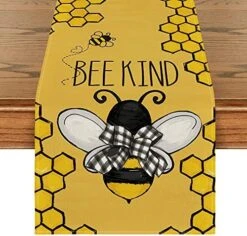 Bee Kind Be Happy Honey Summer Placemats For Dining Table, 12 X 18 Inch Spring Seasonal Holiday Decoration Rustic Vintage Washable Table Mats Set Of 4 -Generic Furniture Shop 51hbFnaRHiL. AC