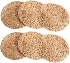 Kilofly Natural Water Hyacinth Weave Placemat Round Braided Rattan Tablemats 13.5 Inch X 4pc -Generic Furniture Shop 51hjqMNVIiL. AC