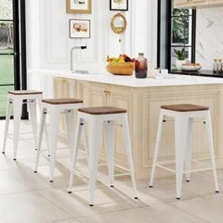 24 Inch Bar Stools Set Of 4 Counter Height Stools Stackable Bar Stool Backless Metal Barstools White Cream Counter Stools Indoor For Kitchen & Island&Dining Chairs Set Of 4 21 24 Inch Bar Stools Set Of 4 Counter Height Stools Stackable Bar Stool Backless Metal Barstools White Cream Counter Stools Indoor For Kitchen & Island&Dining Chairs Set Of 4 -Generic Furniture Shop 51hpECKiBZL. AC