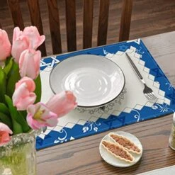 Jewish Menorah Passover Placemats For Dining Table, 12 X 18 Inch Seasonal Hanukkah Holiday Rustic Vintage Washable Table Mats Set Of 4 -Generic Furniture Shop 51i7EWbUFiL