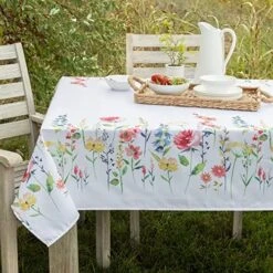 Indoor-Outdoor Spillproof Fabric Tablecloth For Spring/Summer/Party/Picnic (70" Round With Umbrella Hole, Angelica) -Generic Furniture Shop 51iEhozonyL. AC 2