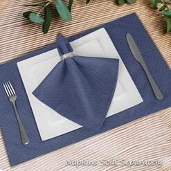 Anti-Stain Double Sided Placemats For Dining Table,13 By 19 Inches Cloth Placemats Set Of 6 Pieces, Navy Blue Waffle Woven Fabric Table Mats Machine Washable -Generic Furniture Shop 51iG331O3yL