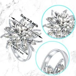Rhinestone Napkin Rings Silver Set Of 6, Cute Elegant Crystal Bling Flower Napkin Rings Wraps Serviette Buckles Holder Bands For Wedding Birthday Easter Thanksgiving Christmas Dinner Holiday -Generic Furniture Shop 51iIbr0JGyL