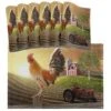 Animal Rooster Sunset Placemat Table Mats Set Of 6, Morning Cock Farm Birds Sun Animal Rural Heat-Resistant Washable Clean Kitchen Place Mats For Dining Table Decoration