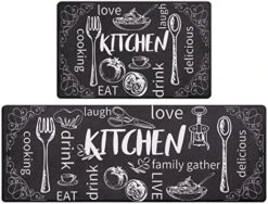 Colorful Anti Fatigue Kitchen Mat Set 2 Pieces Non Skid Waterproof Kitchen Rugs And Runner Sets Cushioned Kitchen Floor Mat Carpet Comfort Standing Mats 17"x28"+17"x48" -Generic Furniture Shop 51ifSnH K L. AC