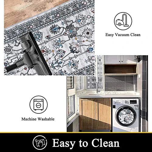 Vaukki Boho Kitchen Rug Sets 3 Pieces, Tribal Washable Kitchen Mats For Floor, Non Slip Soft Kitchen Area Rug Floor Mat For Kitchen, Laundry Room And Hallway (Grey, 20''x32''+20''x47''+20''x59'') 4 Vaukki Boho Kitchen Rug Sets 3 Pieces, Tribal Washable Kitchen Mats For Floor, Non Slip Soft Kitchen Area Rug Floor Mat For Kitchen, Laundry Room And Hallway (Grey, 20''x32''+20''x47''+20''x59'') - Image 4