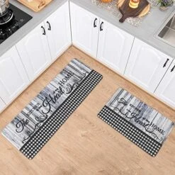 Anti Fatigue Comfort Kitchen Standing Desk Mat Decorative Ergonomic Floor Pad Kitchen Rug Waterproof Stain Resistance Non Slip Kitchen Set, 17.3''x27.6''+17.3''x47.2'', Eat Well -Generic Furniture Shop 51j1 Z3yBcL. AC