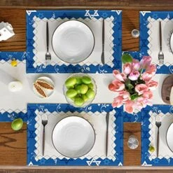 Jewish Menorah Passover Placemats For Dining Table, 12 X 18 Inch Seasonal Hanukkah Holiday Rustic Vintage Washable Table Mats Set Of 4 -Generic Furniture Shop 51jGlBCUIhL