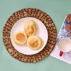 (4 Sizes: 12"-13"-14"-15") BARIEN Brown Woven Placemats Round Set Of 6, Natural Water Hyacinth Weave Placemat For Dining Table, Large Handmade Woven Placemats Heat Resistant Non-Slip (13" - Set Of 6) -Generic Furniture Shop 51jGzaK7WdL