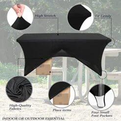 Stretch Spandex Tablecloth 2 Pack 6FT Black Fitted Tight Washable And Wrinkle Resistant Rectangular Patio Table Cover For Event, Wedding, Banquet & Parties(Black,72 L X 30 W X 30 H Inches) 18 Stretch Spandex Tablecloth 2 Pack 6FT Black Fitted Tight Washable And Wrinkle Resistant Rectangular Patio Table Cover For Event, Wedding, Banquet & Parties(Black,72 L X 30 W X 30 H Inches) -Generic Furniture Shop 51jVj6qxkvL