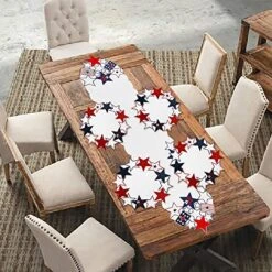 July 4th Decorations Patriotic Table Runner For American Independence Day, Memorial Day Table Runner 90 Inch Long, Embroidered Stars And Stripe American Flag Theme Dress Scarves, 13 X 90 Inch -Generic Furniture Shop 51jYlAuuyKL