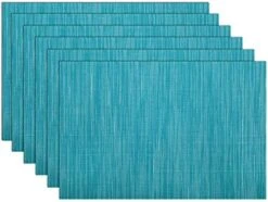 Placemats Set Of 6 Woven Vinyl Place Mats For Dining Table Wipe Clean Stain Resistant Table Mats (6, Teal Blue) 29 Placemats Set Of 6 Woven Vinyl Place Mats For Dining Table Wipe Clean Stain Resistant Table Mats (6, Teal Blue) -Generic Furniture Shop 51jo56ak mL. AC