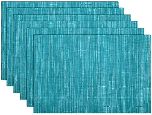 Placemats Set Of 6 Woven Vinyl Place Mats For Dining Table Wipe Clean Stain Resistant Table Mats (6, Teal Blue) 15 Placemats Set Of 6 Woven Vinyl Place Mats For Dining Table Wipe Clean Stain Resistant Table Mats (6, Teal Blue) - Image 15