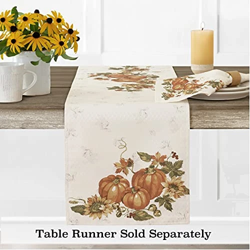 Stockbridge Pumpkin Harvest Bordered Thanksgiving, Autumn Fall Leaf, Sunflower And Acorn Border Print Easy Care Fabric Tablecloth, 60 Inch X 84 Inch Oblong/Rectangle 3 Stockbridge Pumpkin Harvest Bordered Thanksgiving, Autumn Fall Leaf, Sunflower And Acorn Border Print Easy Care Fabric Tablecloth, 60 Inch X 84 Inch Oblong/Rectangle - Image 3