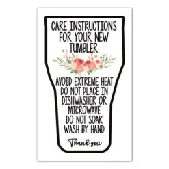 50 Care Instruction Cards Tumbler, Care Instructions For Tumbler Insert For Small Business, Care Instruction Cards For Cups, Small Online Shop Package Insert Tumbler Care Instruction Card