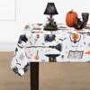 Halloween Tablecloth, Pumpkin And Haunted House Table Cloth, Black Cat Waterproof Tablecloths, Spillproof Tablecover For Dinner Party Decoration, Rectangle 60 X 84 Inch
