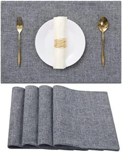 Cotton Linen Placemats For Dining Table Set Of 6, Heat Resistant Washable Table Mats, Easy To Clean Place Mats, 13" X 19", Blue -Generic Furniture Shop 51kNFZV7iVL. AC