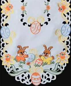 Embroidered Easter Bunny Egg Floral Tablecloth 33" Square White Topper -Generic Furniture Shop 51kdRuw 73L. AC