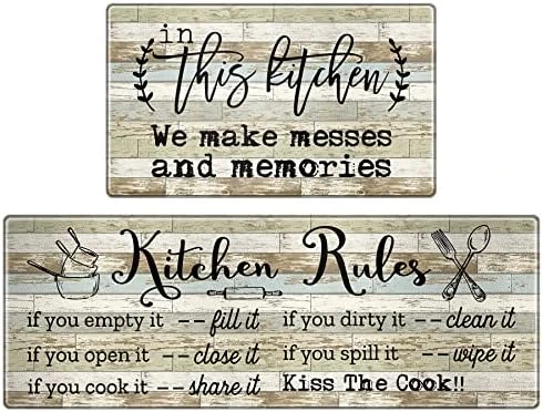 Kitchen Mat Set Of 2, Kitchen Rugs Anti-Fatigue Non-Slip Kitchen Floor Mats Waterproof Standing Mat With Sayings, Warming Gifts For Kitchen Decor, 17"x 30"+17"x 47" 6 Kitchen Mat Set Of 2, Kitchen Rugs Anti-Fatigue Non-Slip Kitchen Floor Mats Waterproof Standing Mat With Sayings, Warming Gifts For Kitchen Decor, 17"x 30"+17"x 47" - Image 6