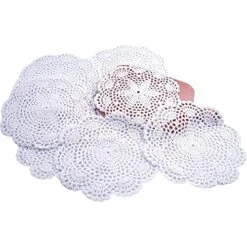 8 Inch Doilies Crochet Round Lace Doily Handmade Placemats 100% Cotton Floral Crocheted Coasters, Flower Design, Pack Of 8 (White) -Generic Furniture Shop 51lLItdA8jS