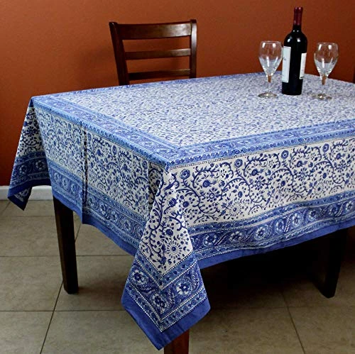Hand Block Print Floral Tablecloth For Square Tables 60 X 60 Inches Cotton Table Linen Beach Sheet Beach Throw 4 Hand Block Print Floral Tablecloth For Square Tables 60 X 60 Inches Cotton Table Linen Beach Sheet Beach Throw - Image 4