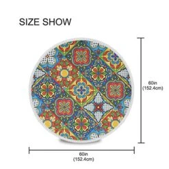 Mexican Talavera Round Tablecloth 60 Inch Waterproof Polyester Table Cover For Kitchen Dining Table, Buffet Parties And Camping 7 Mexican Talavera Round Tablecloth 60 Inch Waterproof Polyester Table Cover For Kitchen Dining Table, Buffet Parties And Camping -Generic Furniture Shop 51lc8eB2h1L
