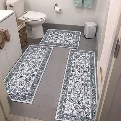 Vaukki Boho Kitchen Rug Sets 3 Pieces, Tribal Washable Kitchen Mats For Floor, Non Slip Soft Kitchen Area Rug Floor Mat For Kitchen, Laundry Room And Hallway (Grey, 20''x32''+20''x47''+20''x59'') 6 Vaukki Boho Kitchen Rug Sets 3 Pieces, Tribal Washable Kitchen Mats For Floor, Non Slip Soft Kitchen Area Rug Floor Mat For Kitchen, Laundry Room And Hallway (Grey, 20''x32''+20''x47''+20''x59'') - Image 6