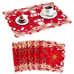 Christmas Holidays Placemats Set Of 6, Embroidered Table Place Mats For Home Kitchen Dining Table Linens Decoration (Poinsettia) -Generic Furniture Shop 51lnrqv8P5L