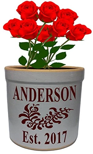 2 Gallon Personalized Stoneware Crock - Wedding Tulip 4 2 Gallon Personalized Stoneware Crock - Wedding Tulip - Image 4