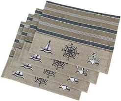 Nautical Placemats – Set Of 4 –– Cotton Decorative Embroidered Design - Natural, Navy Blue And White (Boat, Compass, Anchor) 9 Nautical Placemats – Set Of 4 –– Cotton Decorative Embroidered Design - Natural, Navy Blue And White (Boat, Compass, Anchor) -Generic Furniture Shop 51mkRY2kt S. AC