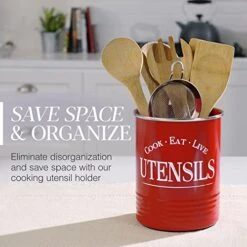 Walford Home Original Kitchen Utensil Holder Crock, Red With Premium Padded Base - Vintage Farmhouse Home Kitchen Decor - Large Kitchen Tool Utensil Storage Caddy Organizer 13 Walford Home Original Kitchen Utensil Holder Crock, Red With Premium Padded Base - Vintage Farmhouse Home Kitchen Decor - Large Kitchen Tool Utensil Storage Caddy Organizer -Generic Furniture Shop 51mmZRCxcsL