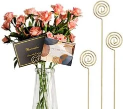 30 Pcs Floral Place Card Holder 13 Inch Floral Card Holder Picks , Metal Wire Photo Memo Holder , Round Flower Favor Card Holder For Wedding Party Birthday Office ​Cake (Silver, ​Give 30 Cards) -Generic Furniture Shop 51mqhTXFx7L. AC