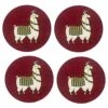 Shabby Chic Llama Christmas Print 15” Round Braided Round Placemat Set By Lintex, 100% Cotton Braided Llama Design Holiday Place Mats, Set Of 4 Christmas Placemats