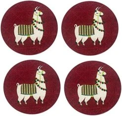 Shabby Chic Llama Christmas Print 15” Round Braided Round Placemat Set By Lintex, 100% Cotton Braided Llama Design Holiday Place Mats, Set Of 4 Christmas Placemats -Generic Furniture Shop 51nDASFzimL. AC